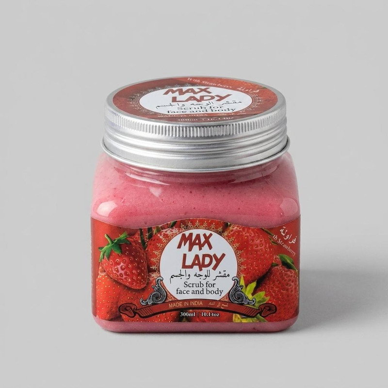 اسکراب لایه بردار پوست مکس لیدی مدل Strawberry حجم 300 میلی لیتر
